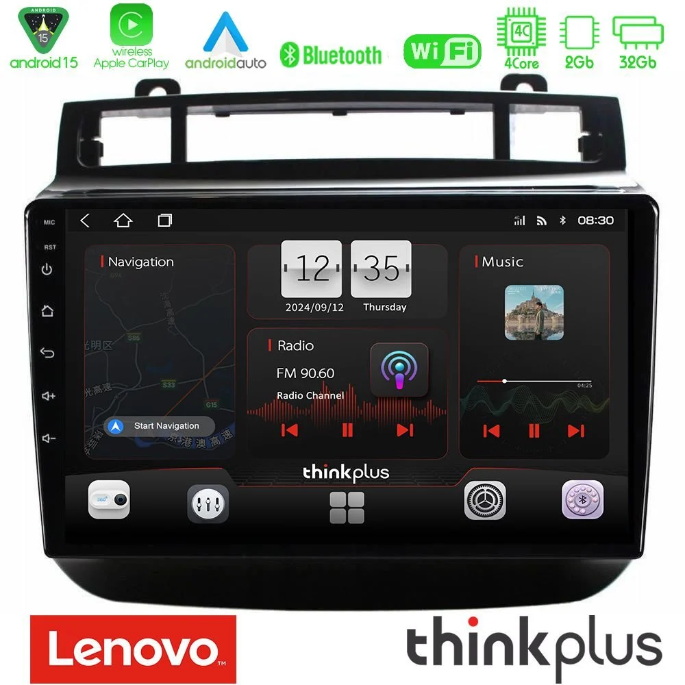 Lenovo Thinkplus Series 4Core Android15 2+32GB VW Touareg 2011-2018 Navigation Multimedia Tablet 9" Με Carplay & Android Auto