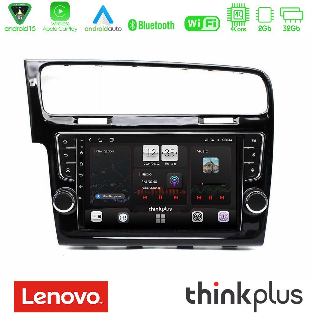 Lenovo Thinkplus Series 4Core Android15 2+32GB  VW GOLF 7 Navigation Multimedia Tablet 9" Με Carplay & Android Auto (OEM Look)
