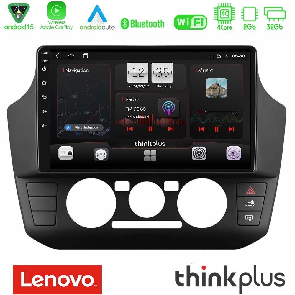 Lenovo Thinkplus Series 4Core Android15 2+32GB VW Up/Skoda Citigo/Seat Mii Navigation Multimedia Tablet 9" Με Carplay & Android Auto