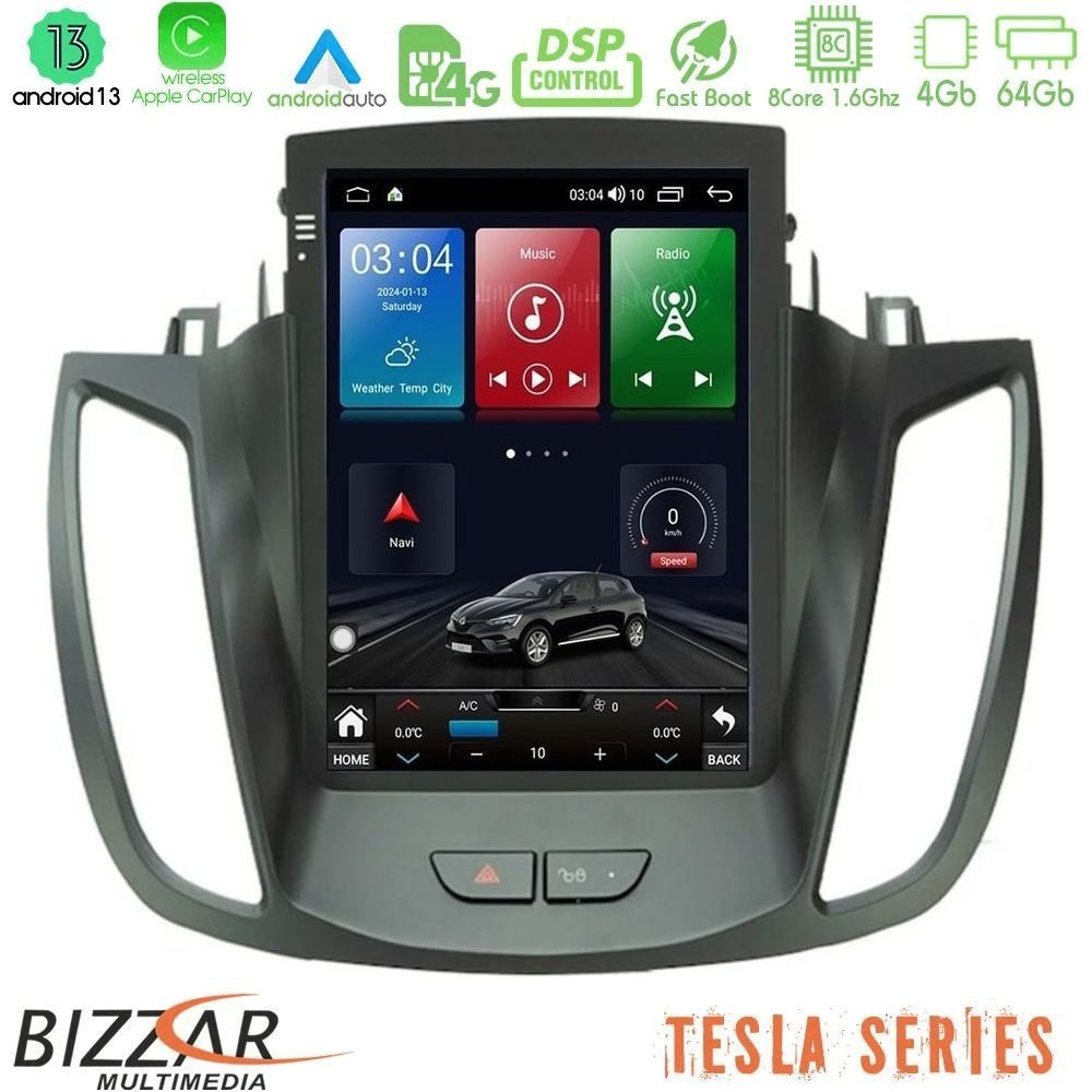 Bizzar Tesla Series 8Core Android13 4+64GB Ford C-Max/Kuga Navigation Multimedia Tablet 9.7"