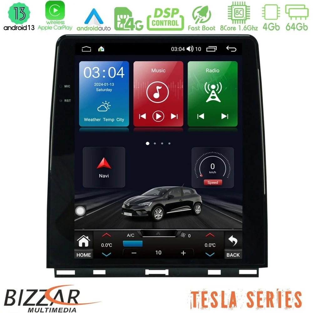 Bizzar Tesla Series 8Core Android13 4+64GB Renault Clio 5 2020-2025 Navigation Multimedia Tablet 9.7"