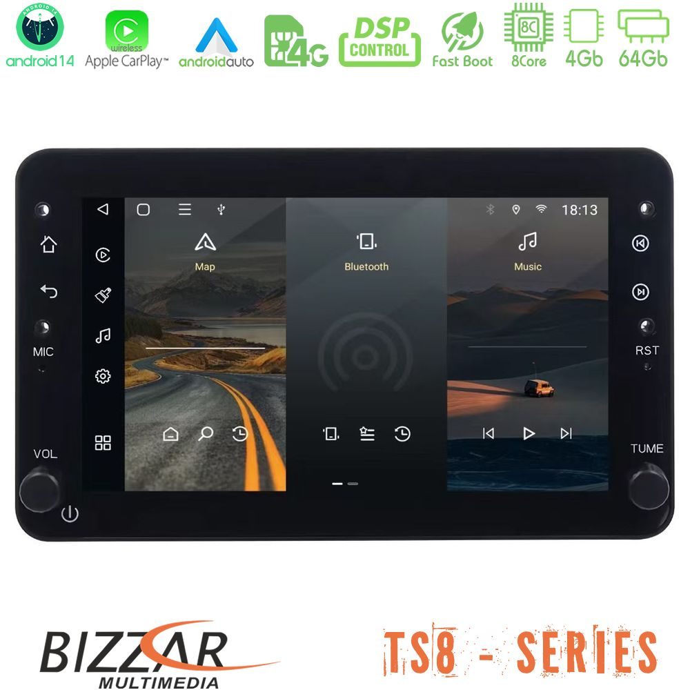 Bizzar Alfa Romeo 159/Brera/Spider 8Core Android14 4+64GB Navigation Multimedia Tablet 7" Με Carplay & Android Auto (OEM Style)
