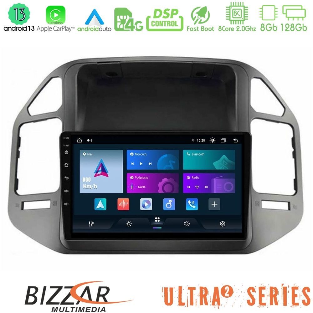 Bizzar Ultra Series Mitsubishi Pajero 2002-2006 8core Android13 8+128GB Navigation Multimedia Tablet 9"