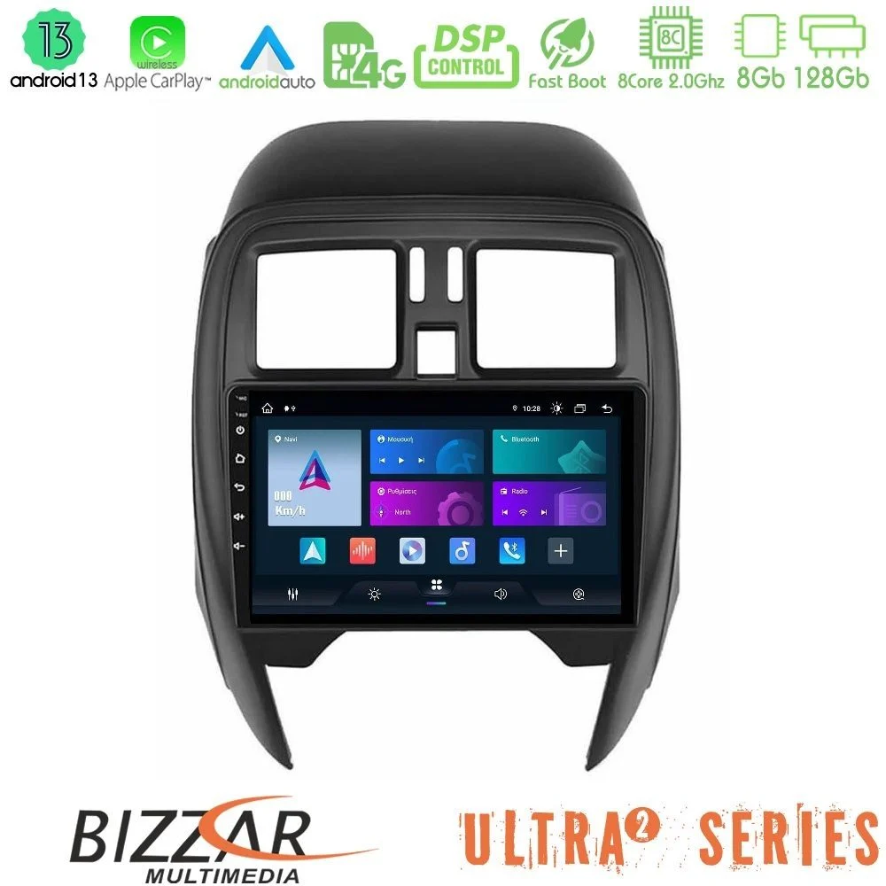 Bizzar Ultra Series Nissan Micra 2013-2016 8core Android13 8+128GB Navigation Multimedia Tablet 9"