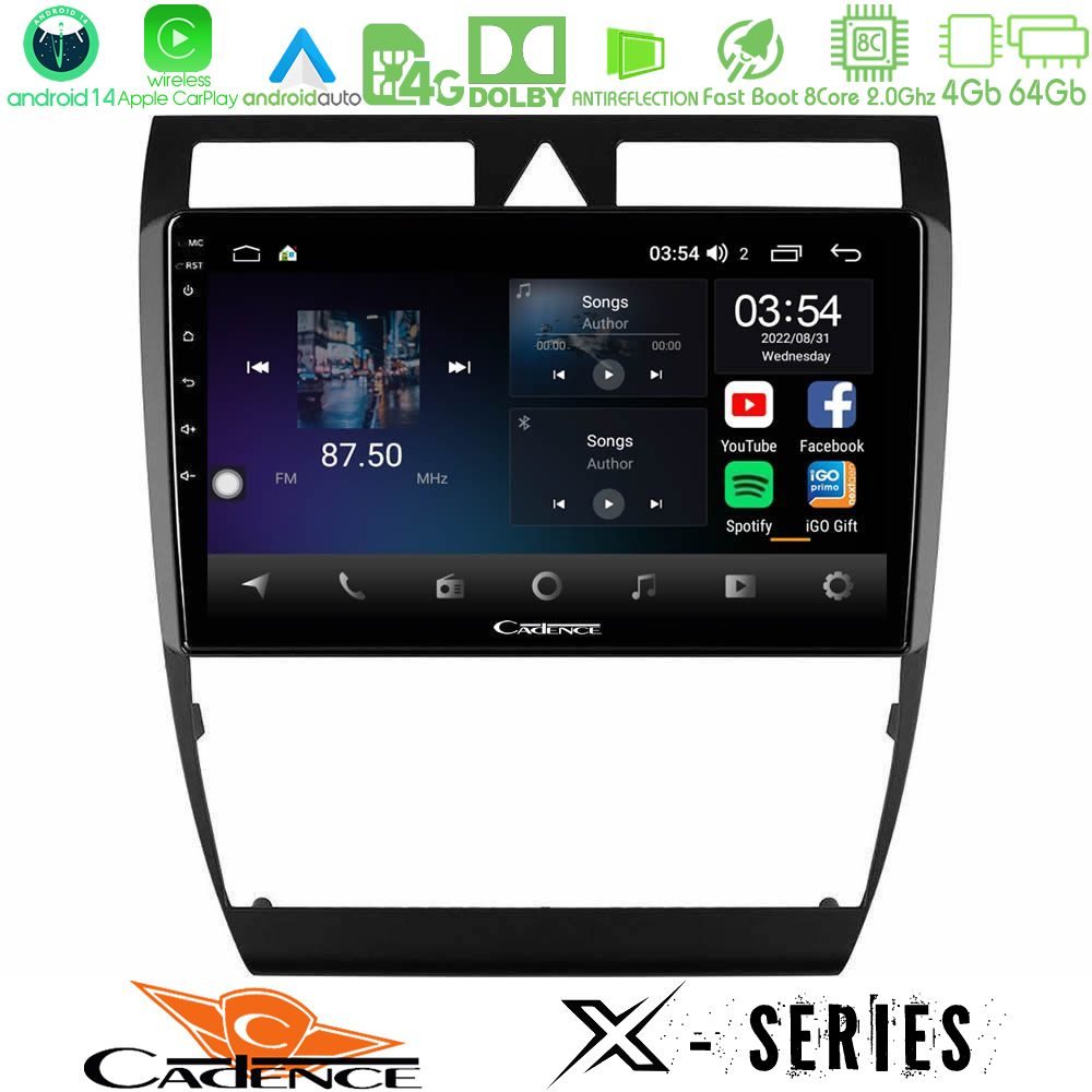 Cadence X Series Audi A6 (C5) 1997-2004 8core Android 14 4+64GB Navigation Multimedia Tablet 9"