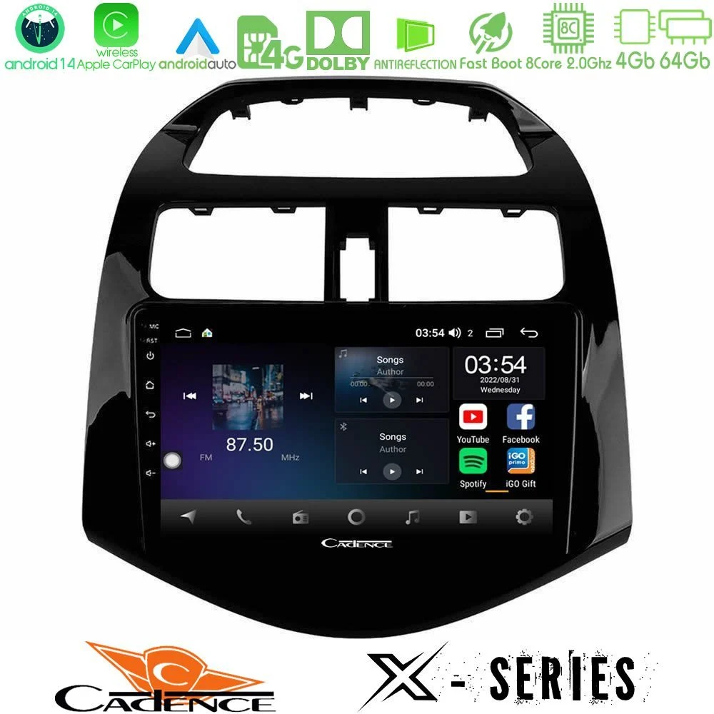 Cadence X Series Chevrolet Spark 2009-2015 8core Android 14 4+64GB Navigation Multimedia Tablet 9"