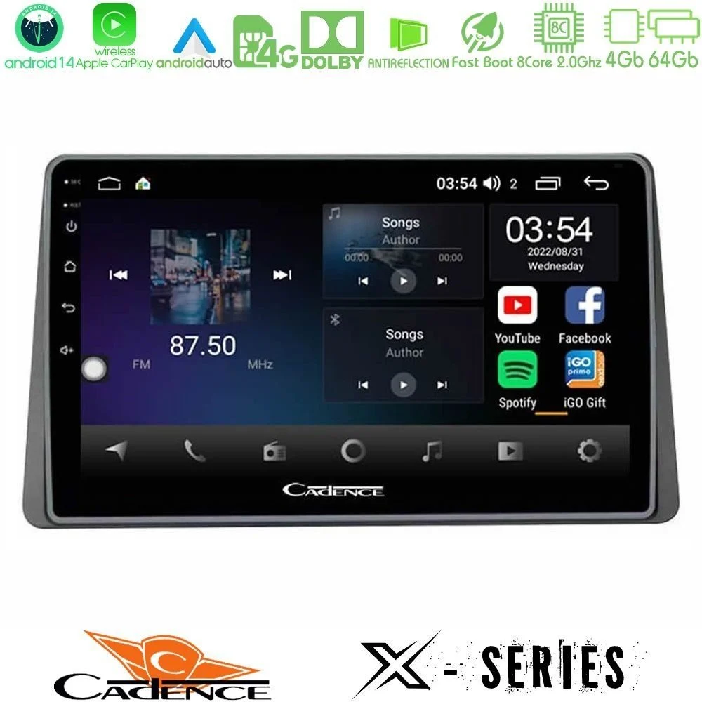 Cadence X Series Dacia Duster 2022-> 8core Android 14 4+64GB Navigation Multimedia Tablet 9"