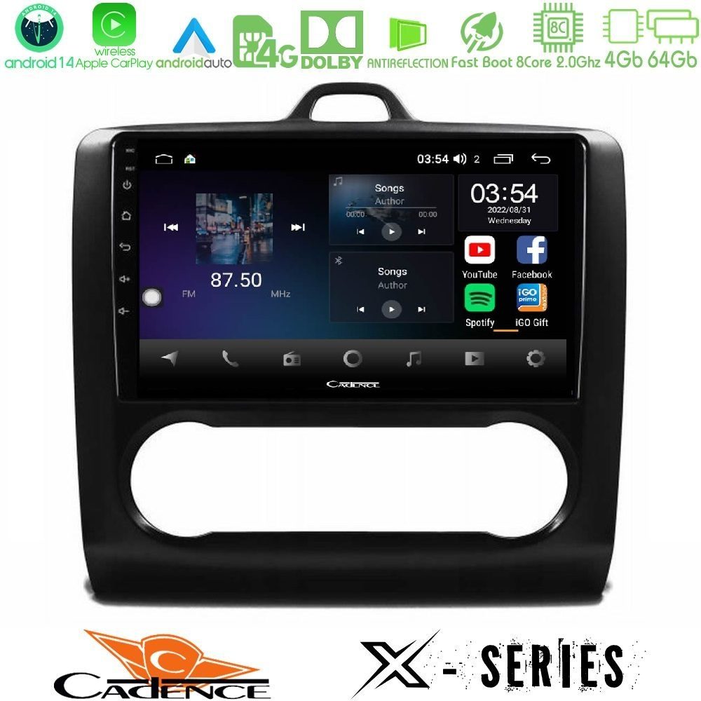 Cadence X Series Ford Focus Auto AC 8core Android 14 4+64GB Navigation Multimedia Tablet 9"