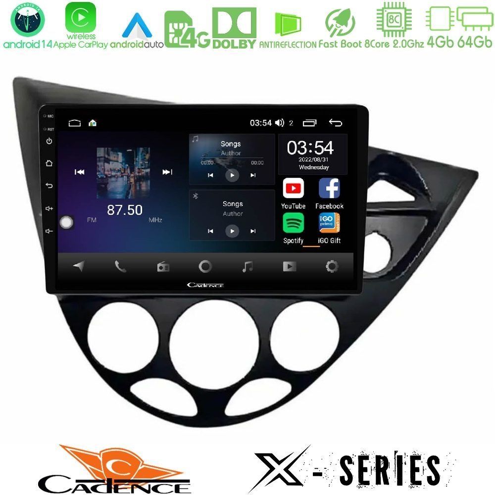 Cadence X Series Ford Focus 1999-2004 (RHD) 8core Android 14 4+64GB Navigation Multimedia Tablet 9"