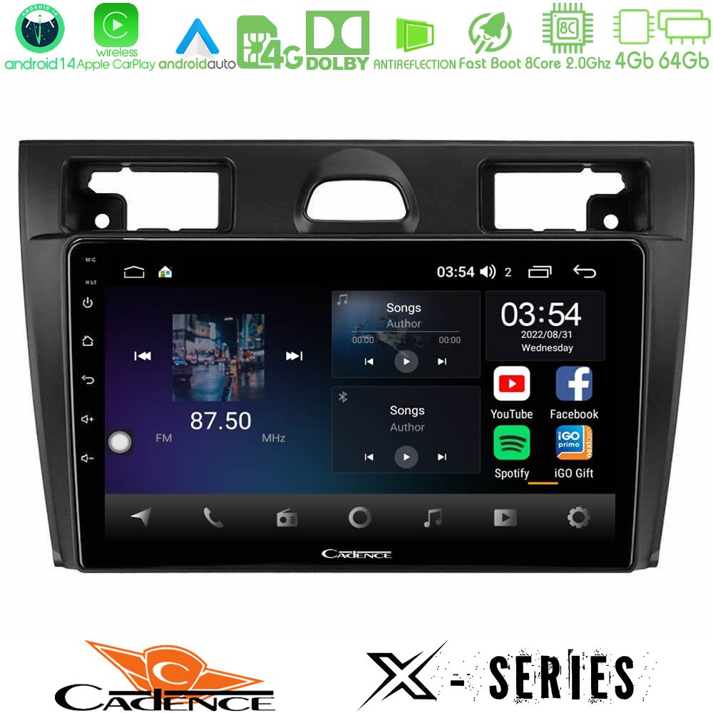 Cadence X Series Ford Fiesta/Fusion 8core Android 14 4+64GB Navigation Multimedia Tablet 9"