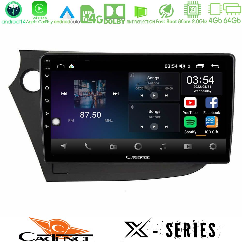 Cadence X Series Honda Insight 2009-2015 8core Android 14 4+64GB Navigation Multimedia Tablet 9"