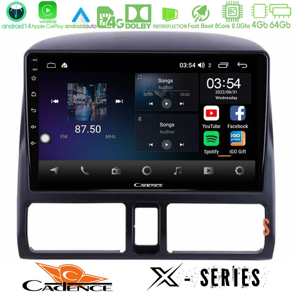 Cadence X Series Honda CRV 2002-2006 8core Android 14 4+64GB Navigation Multimedia Tablet 9"