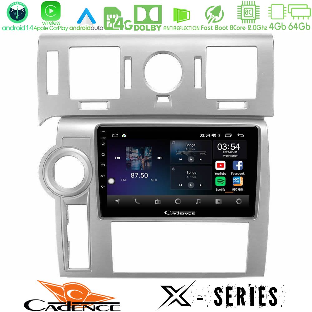 Cadence X Series Hummer H2 2008-2009 8core Android 14 4+64GB Navigation Multimedia Tablet 9"