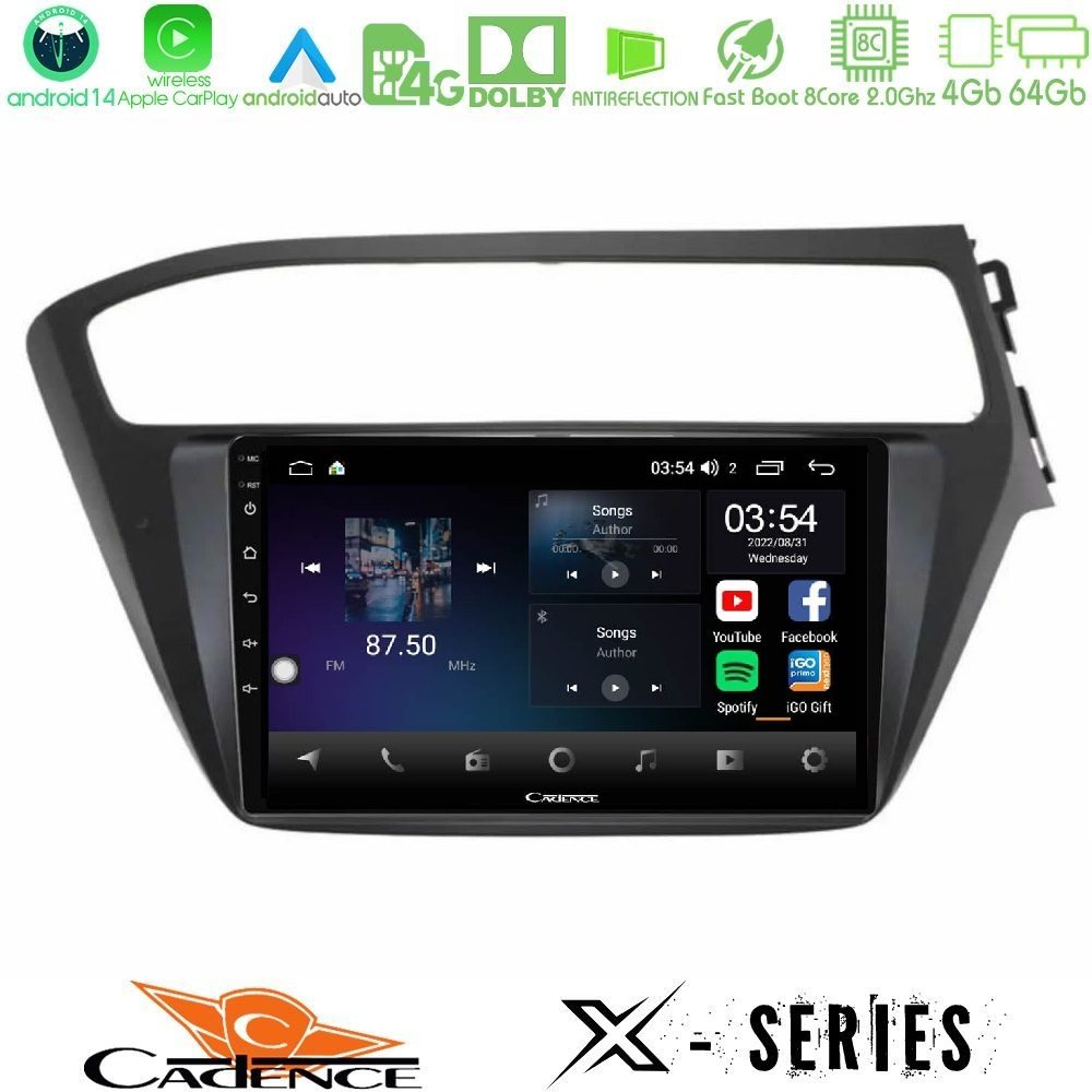 Cadence X Series Hyundai i20 2018-2020 RHD 8core Android 14 4+64GB Navigation Multimedia Tablet 9"