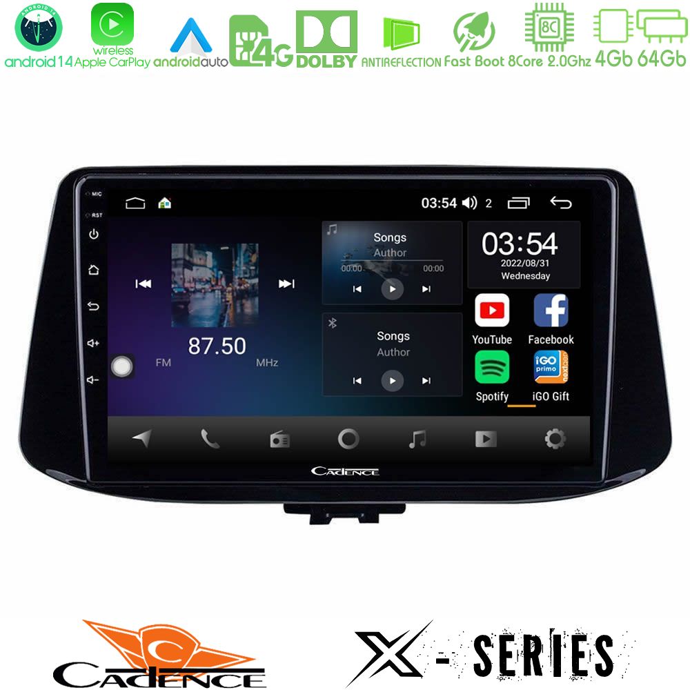 Cadence X Series Hyundai i30 8core Android 14 4+64GB Navigation Multimedia Tablet 9"