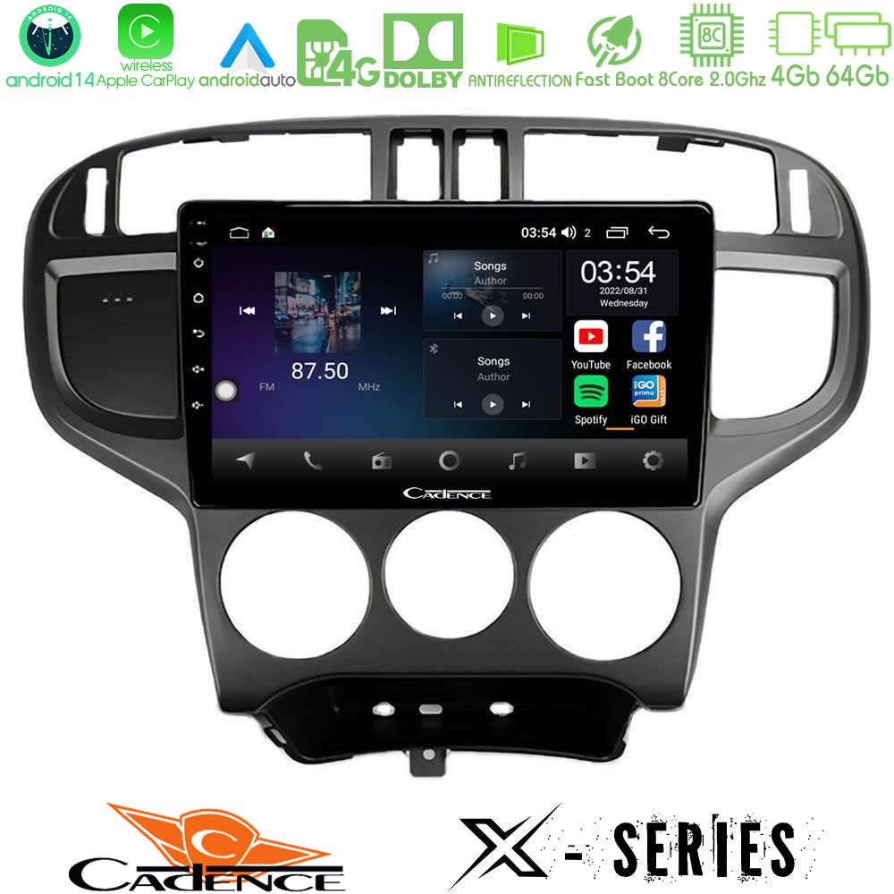 Cadence X Series Hyundai Matrix 2001-2010 8Core Android 14 4+64GB Navigation Multimedia Tablet 9"