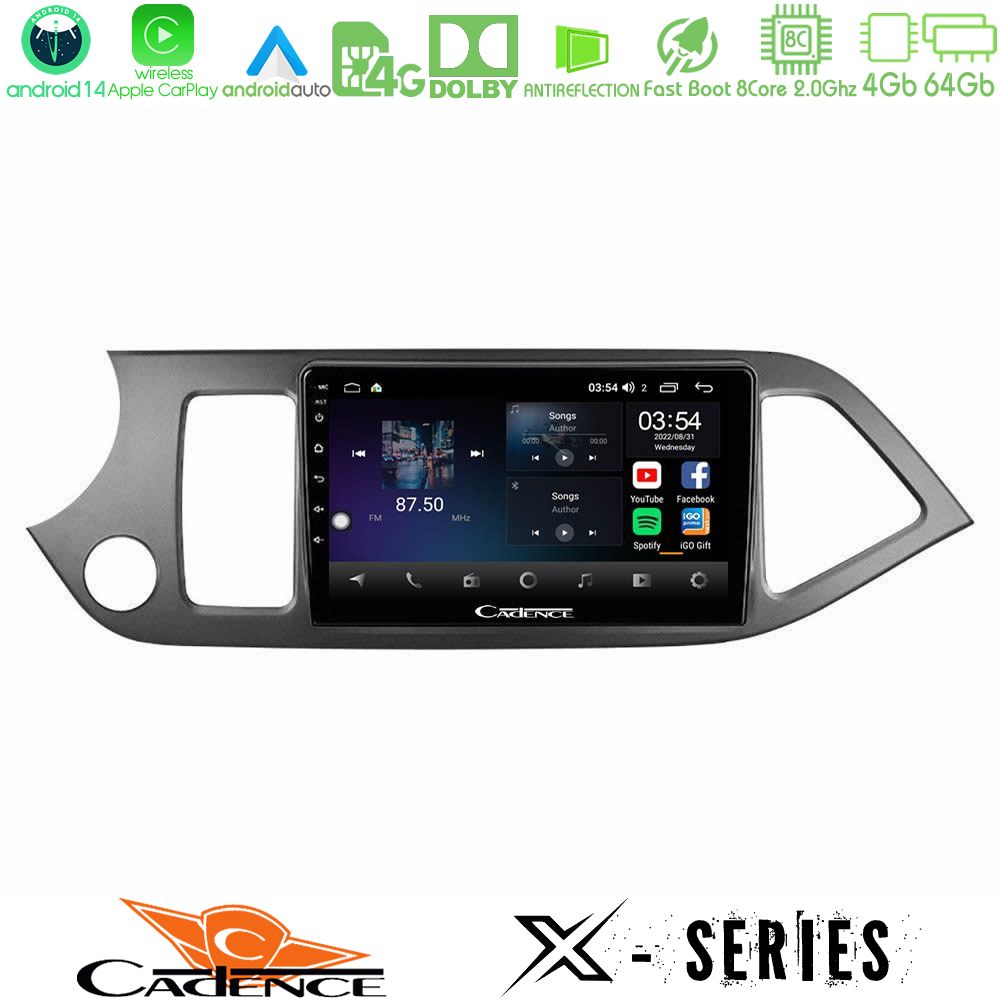 Cadence X Series Kia Picanto 8core Android 14 4+64GB Navigation Multimedia Tablet 9"