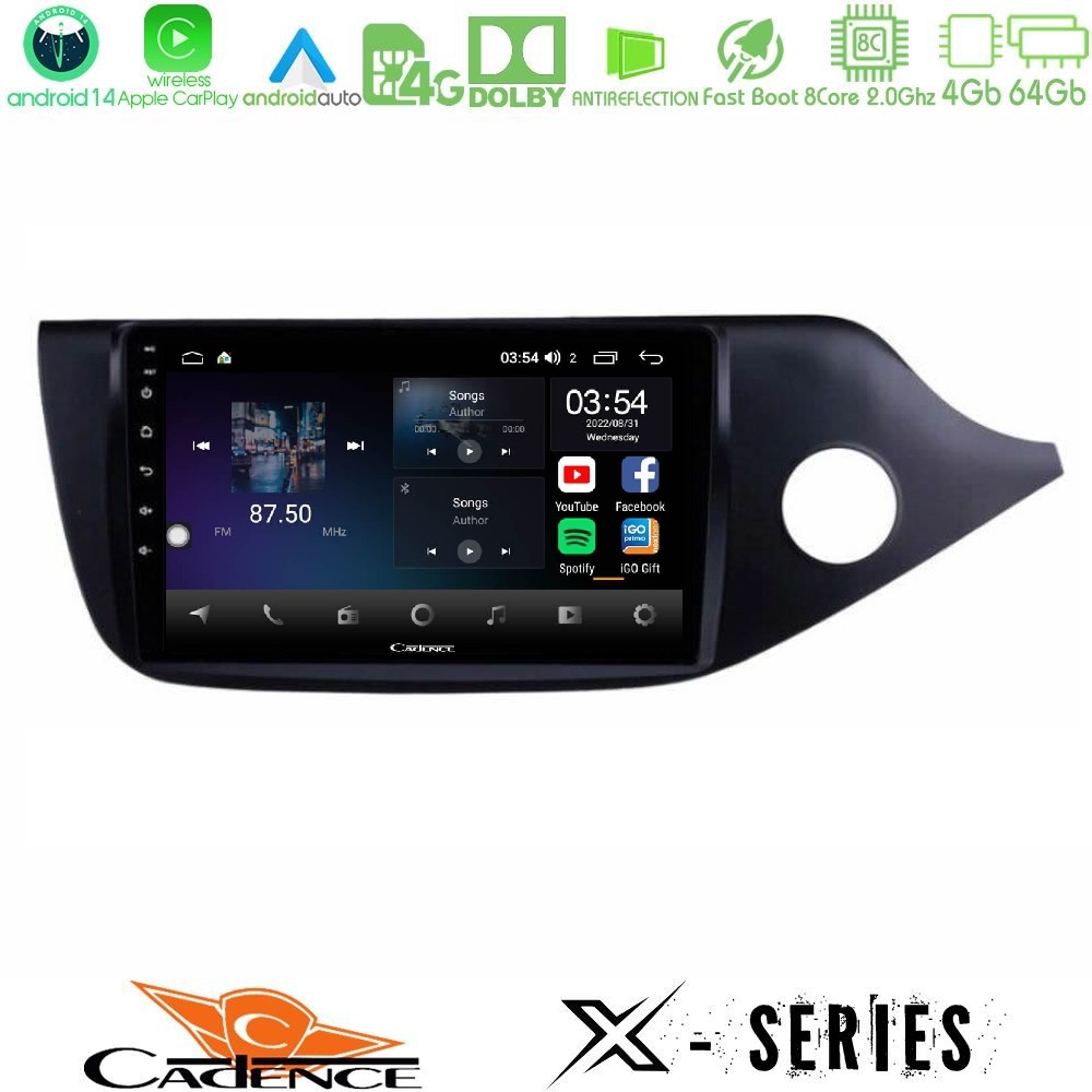 Cadence X Series Kia Cee’d/ProCeed 2013-2017 RHD 8core Android 14 4+64GB Navigation Multimedia Tablet 9"