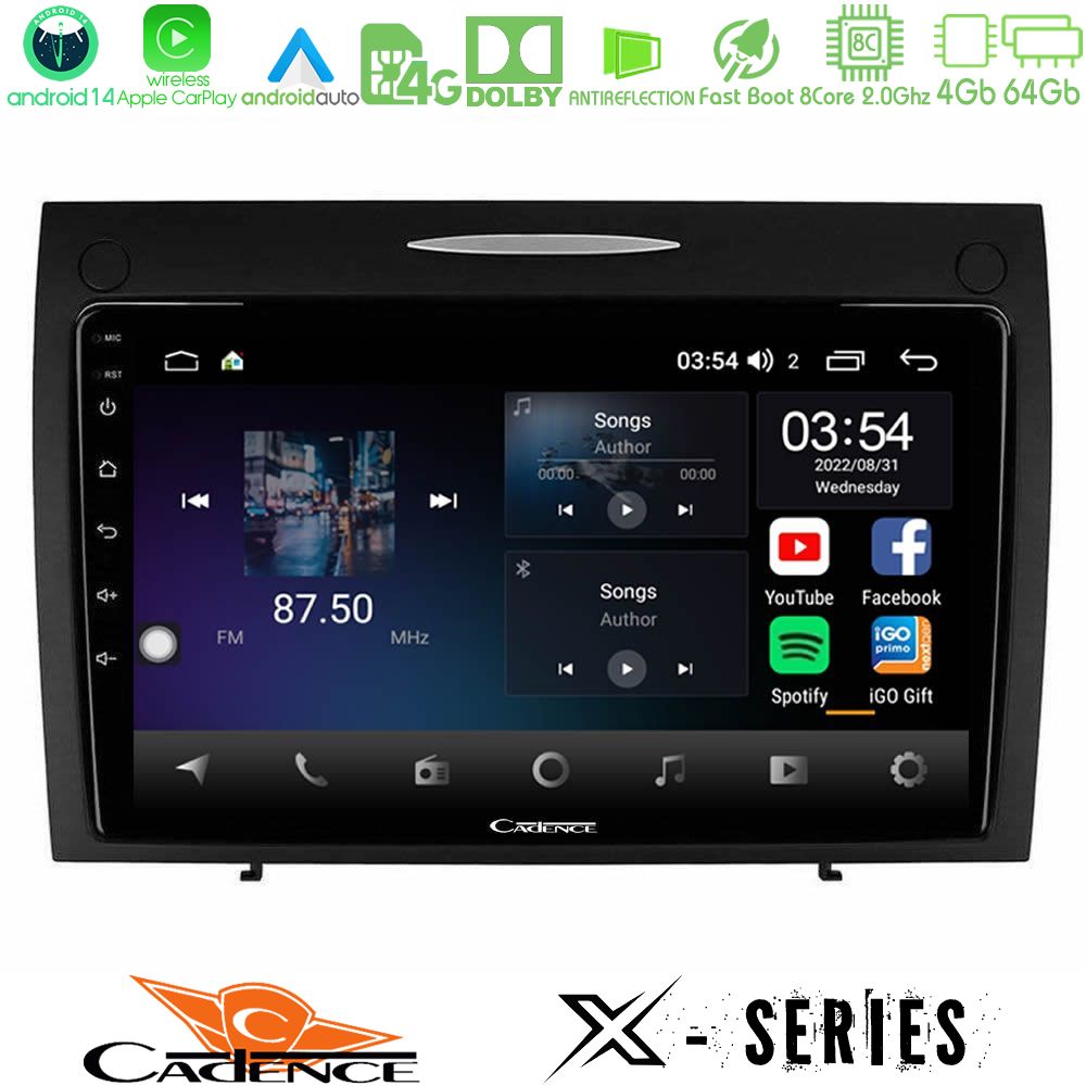 Cadence X Series Mercedes SLK Class 8core Android 14 4+64GB Navigation Multimedia Tablet 9"