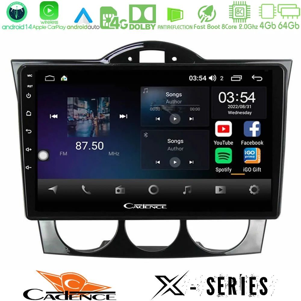Cadence X Series Mazda RX8 2003-2008 Auto Clima 8core Android 14 4+64GB Navigation Multimedia Tablet 9"