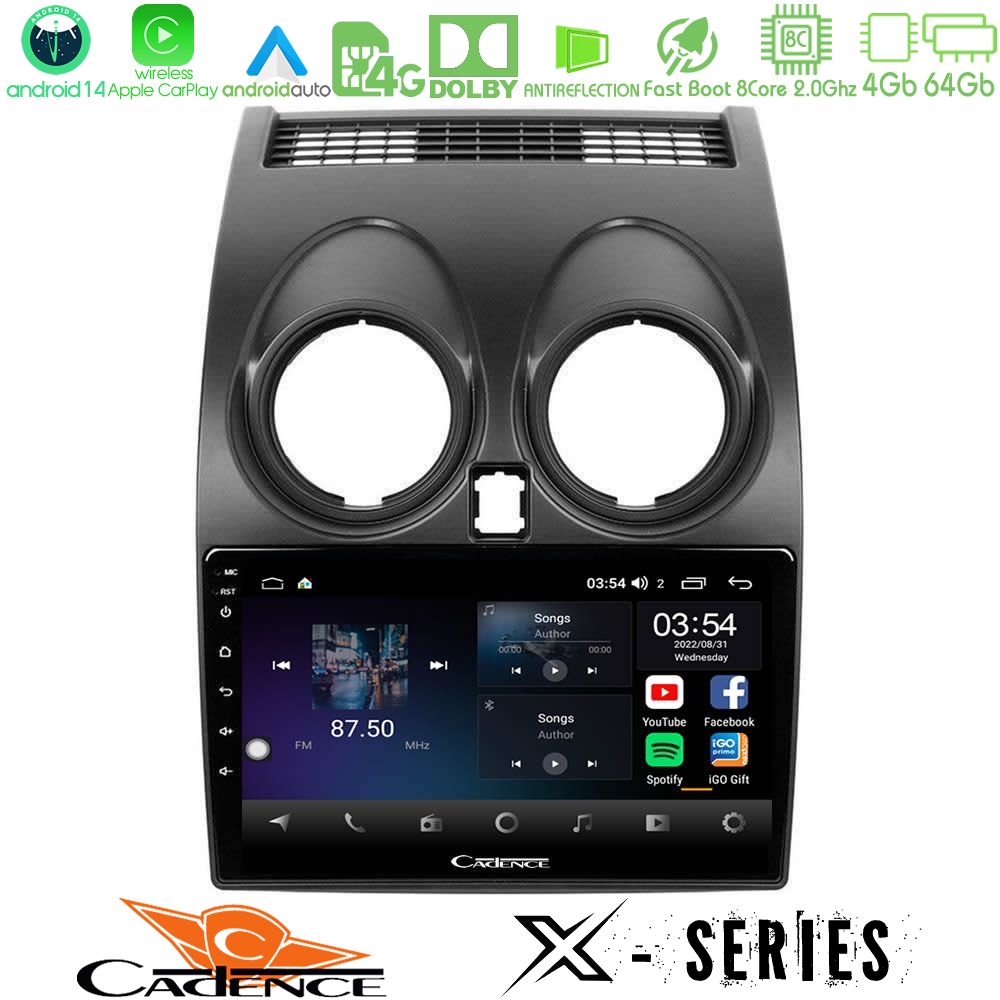 Cadence X Series Nissan Qashqai J10 8core Android 14 4+64GB Navigation Multimedia Tablet 9"