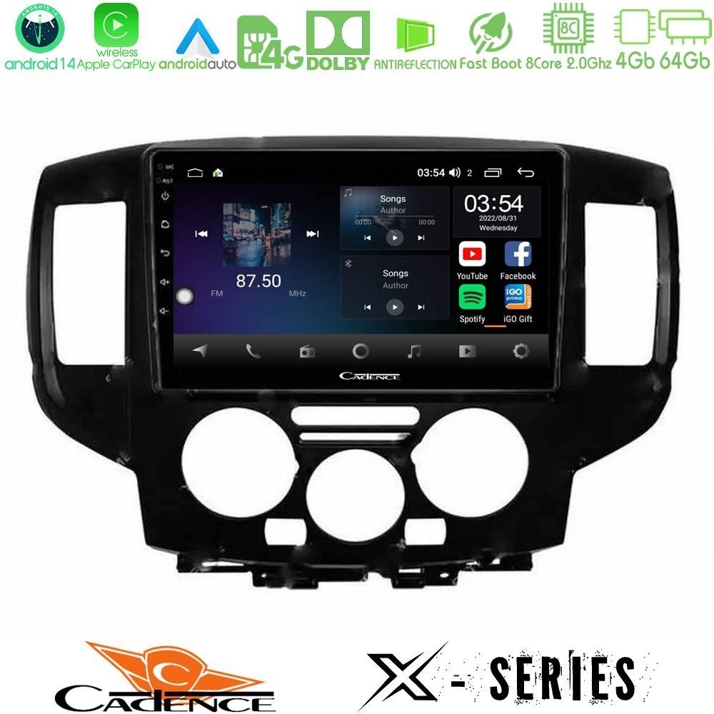 Cadence X Series Nissan NV200 2009 – 2019 8core Android 14 4+64GB Navigation Multimedia Tablet 9" (Μαύρο)