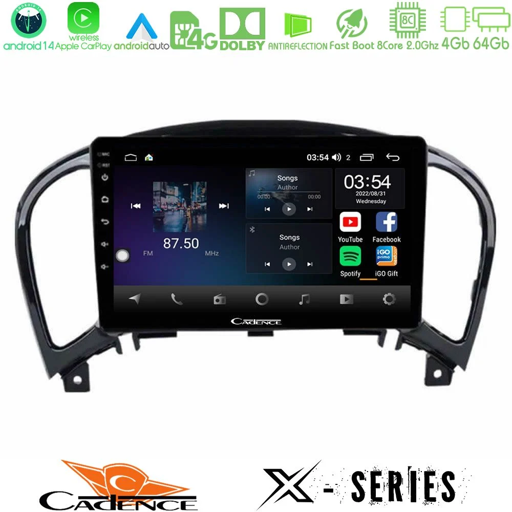 Cadence X Series Nissan Juke 8core Android 14 4+64GB Navigation Multimedia Tablet 9"