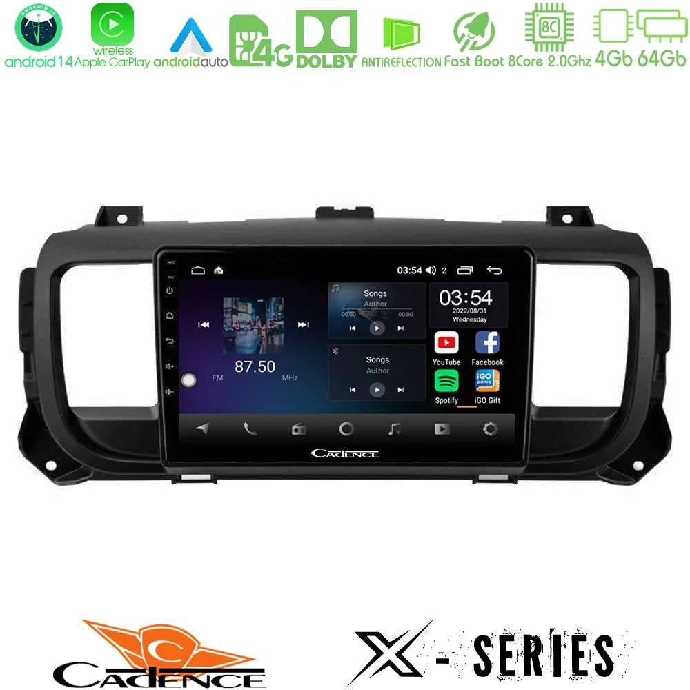 Cadence X Series Citroen/Peugeot/Opel/Toyota 8core Android 14 4+64GB Navigation Multimedia Tablet 9"