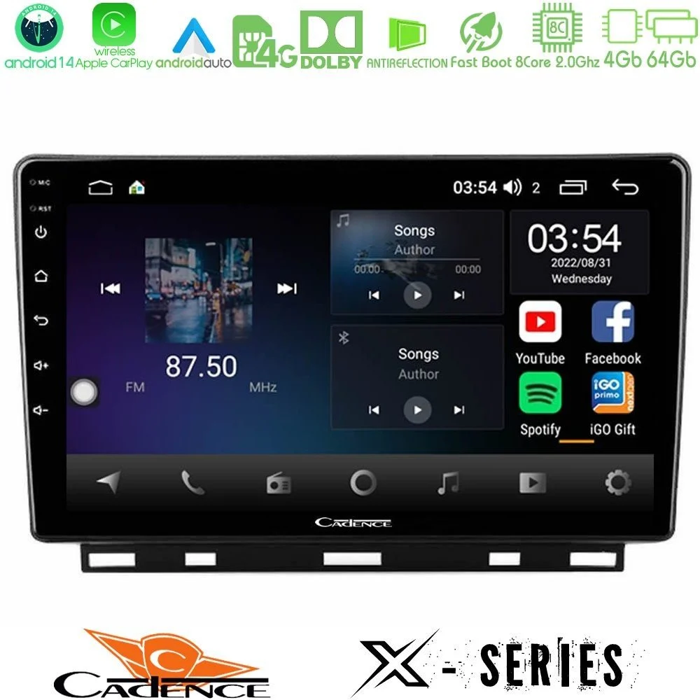 Cadence X Series Renault Clio 5 2020-2025 8core Android 14 4+64GB Navigation Multimedia Tablet 9"