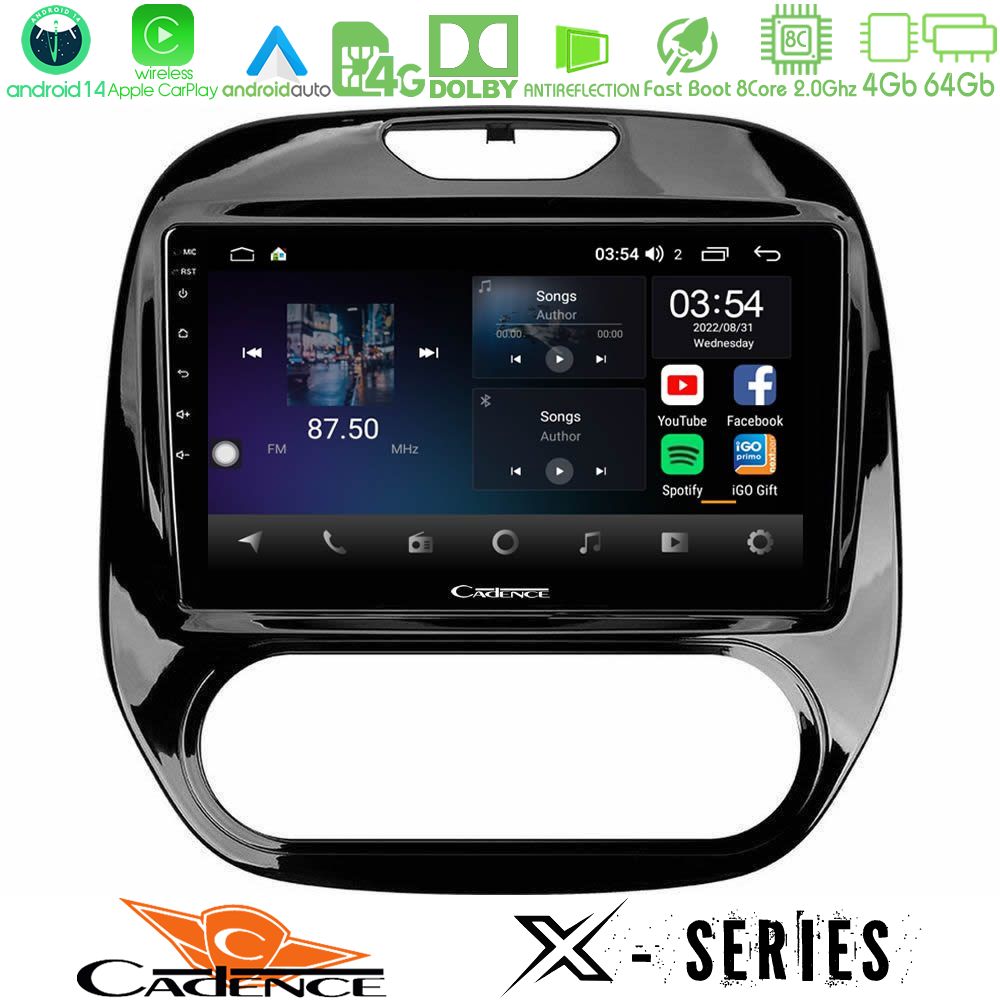 Cadence X Series Renault Captur 2013-2019 (Manual AC) 8core Android 14 4+64GB Navigation Multimedia Tablet 9"