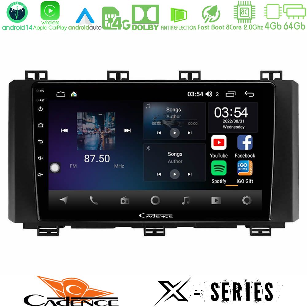 Cadence X Series Seat Ateca 2017-2021 8core Android 14 4+64GB Navigation Multimedia Tablet 9"