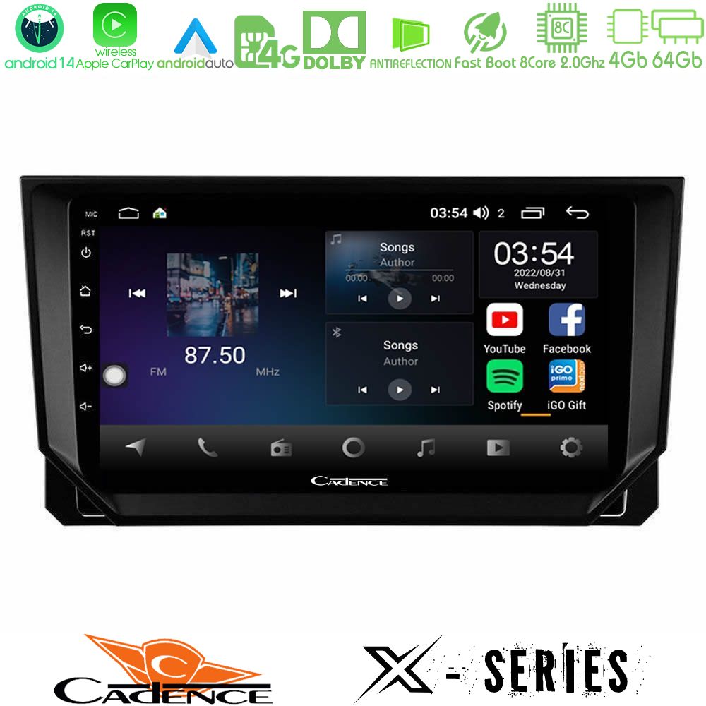 Cadence X Series Seat Arona/Ibiza 8core Android 14 4+64GB Navigation Multimedia Tablet 9"