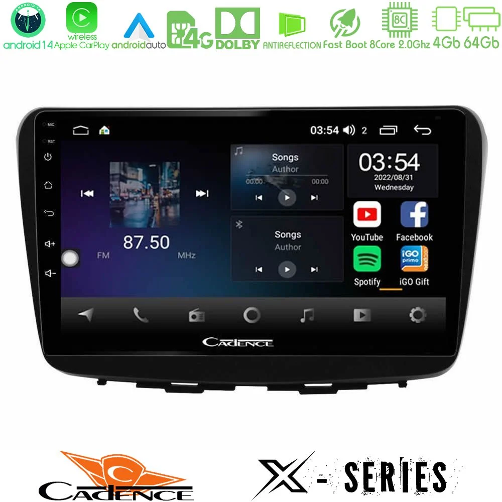 Cadence X Series Suzuki Baleno 2016-2021 8core Android 14 4+64GB Navigation Multimedia Tablet 9"