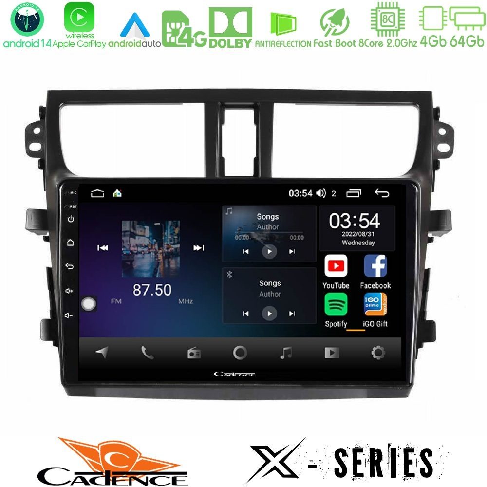 Cadence X Series Suzuki Celerio 2014-2020 8core Android 14 4+64GB Navigation Multimedia Tablet 9"