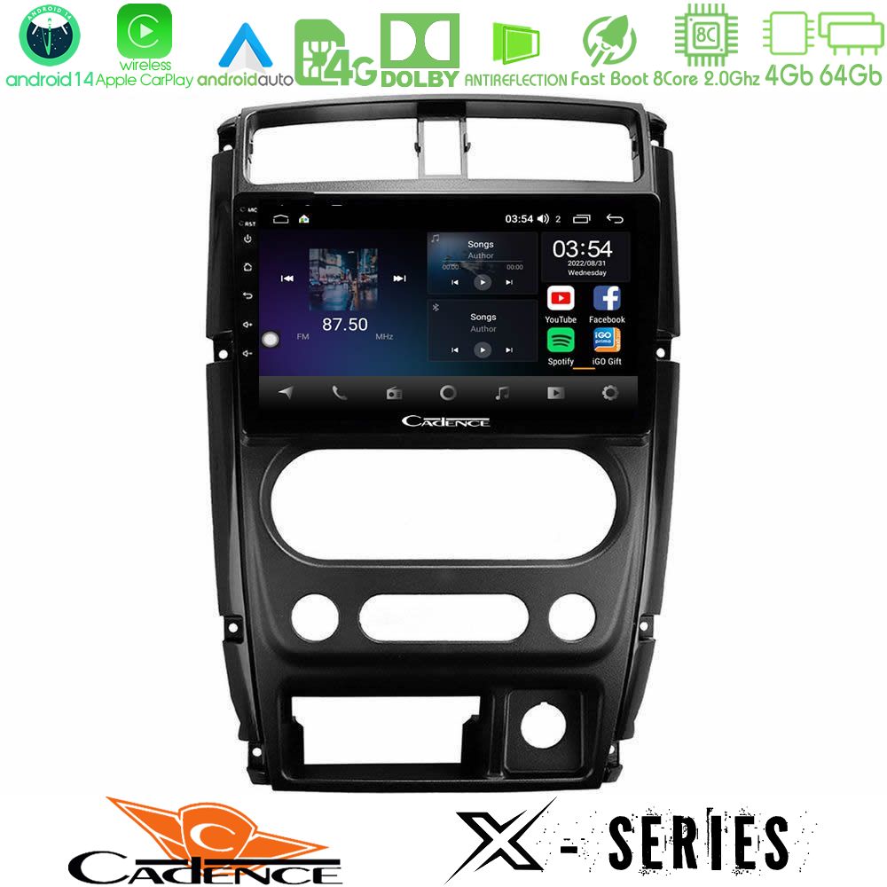 Cadence X Series Suzuki Jimny 2007-2017 8core Android 14 4+64GB Navigation Multimedia Tablet 9"