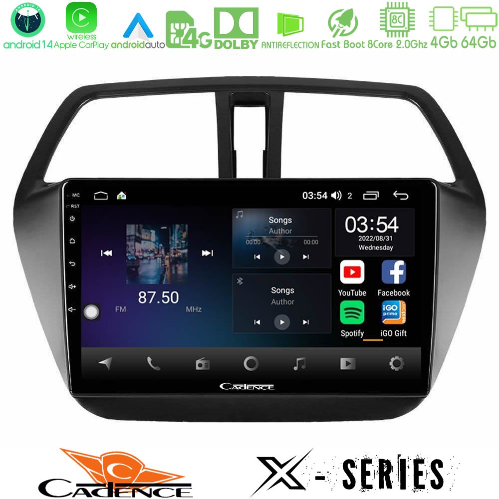 Cadence X Series Suzuki SX4 S-Cross 8core Android 14 4+64GB Navigation Multimedia Tablet 9"