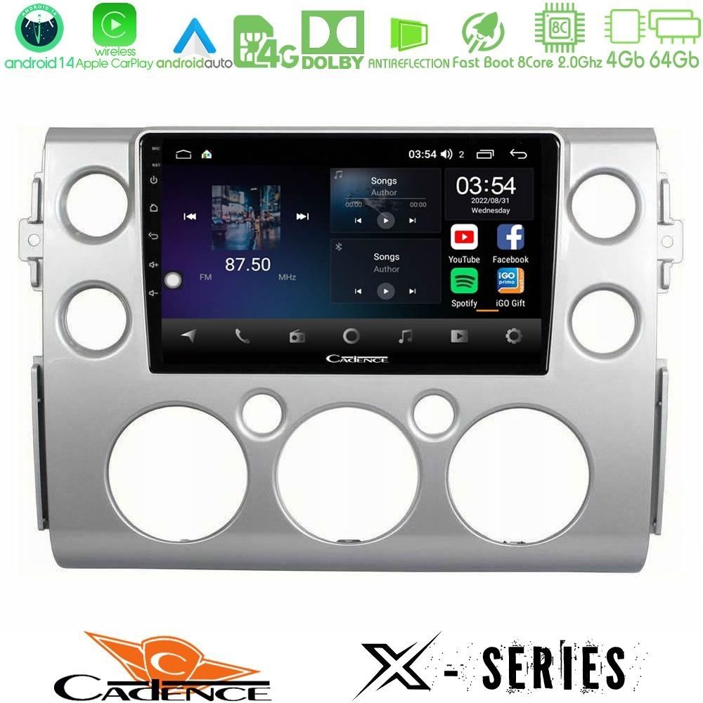 Cadence X Series Toyota FJ 2007-2014 8core Android 14 4+64GB Navigation Multimedia Tablet 9"