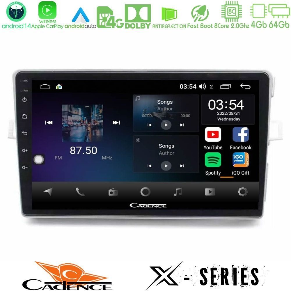 Cadence X Series Toyota Verso 2009-2018 8core Android 14 4+64GB Navigation Multimedia Tablet 9"