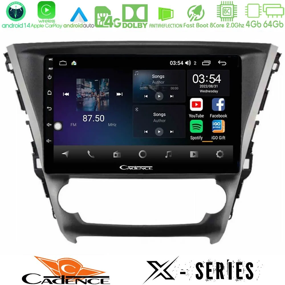 Cadence X Series Toyota Avensis 2015-2018 8core Android 14 4+64GB Navigation Multimedia Tablet 9"