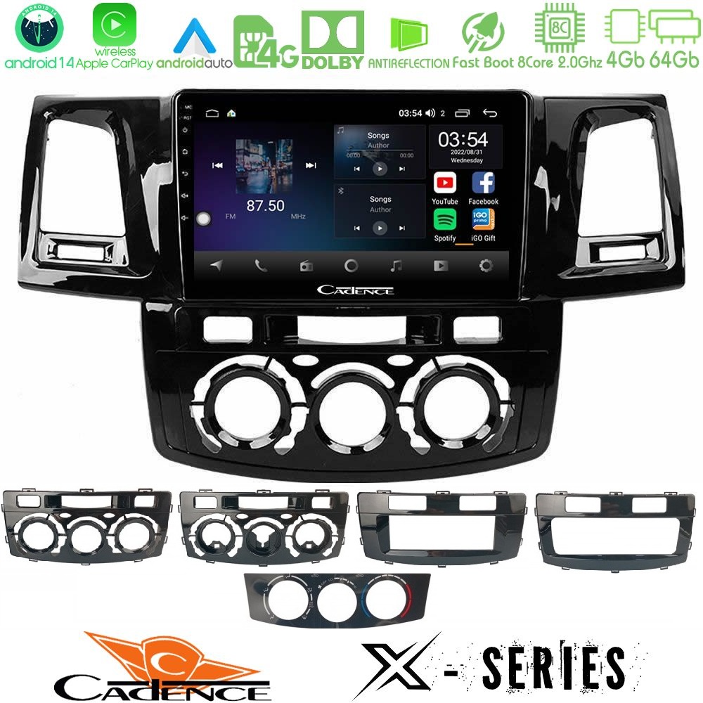 Cadence X Series Toyota Hilux 2007-2016 8core Android 14 4+64GB Navigation Multimedia Tablet 9"