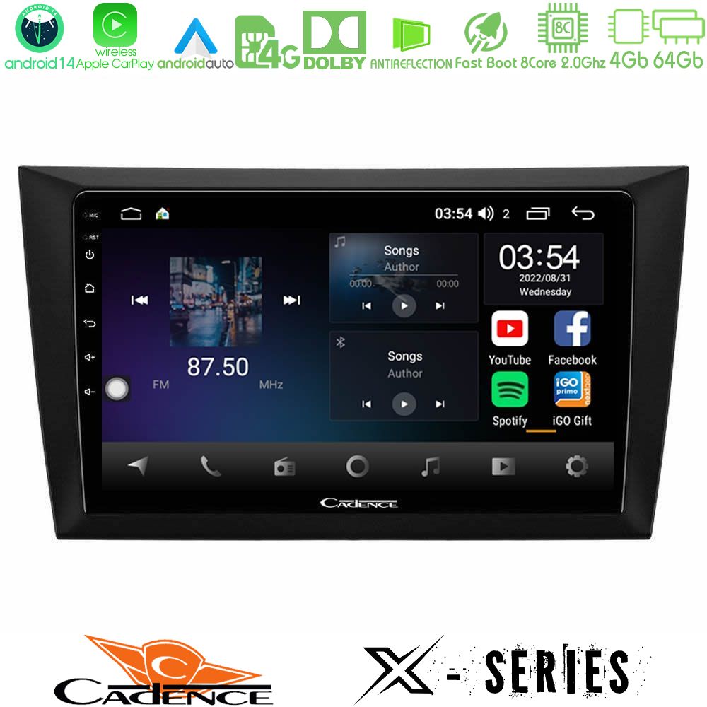 Cadence X Series Vw Golf 6 8core Android 14 4+64GB Navigation Multimedia Tablet 9"