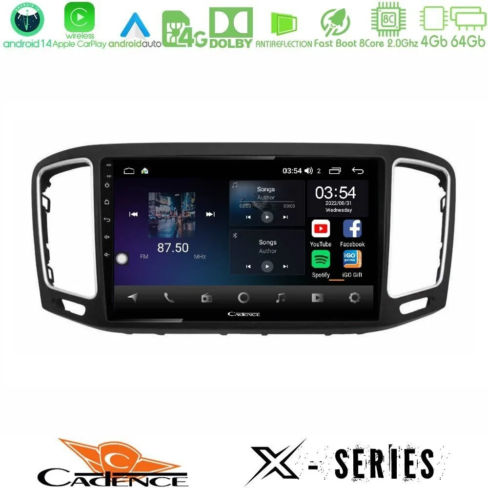 Cadence X Series VW Sharan 2010-2015 8core Android 14 4+64GB Navigation Multimedia Tablet 9"