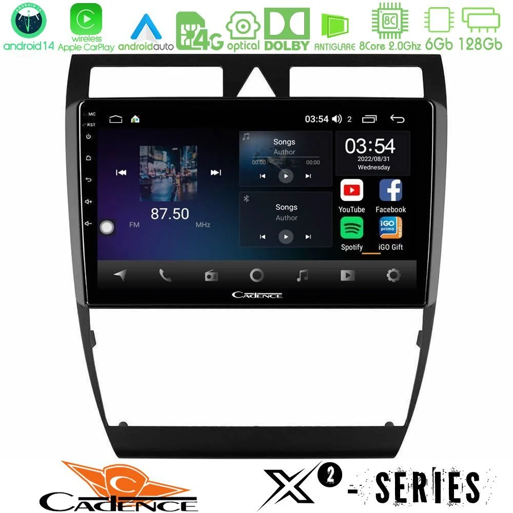 Cadence X2 Series 8Core Android14 6+128GB  Audi A6 (C5) 1997-2004 Navigation Multimedia Tablet 9"