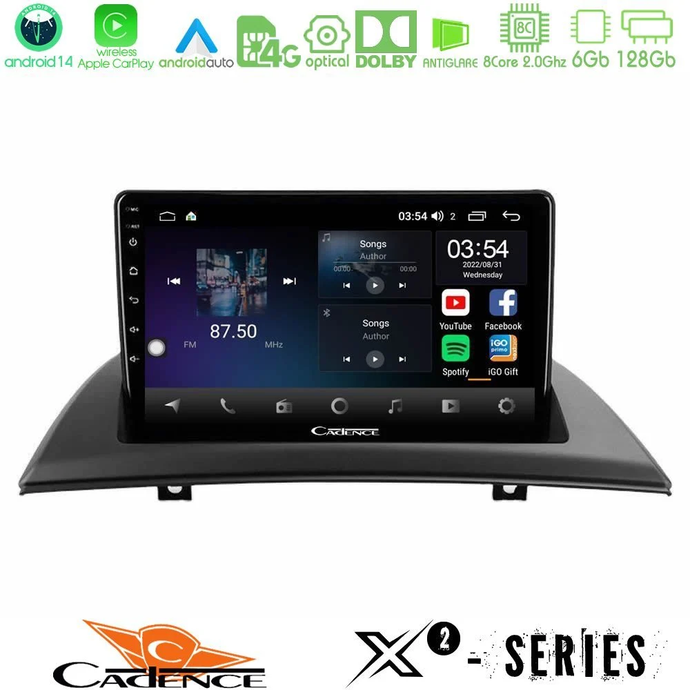 Cadence X2 Series 8Core Android14 6+128GB BMW E83 Navigation Multimedia Tablet 9"