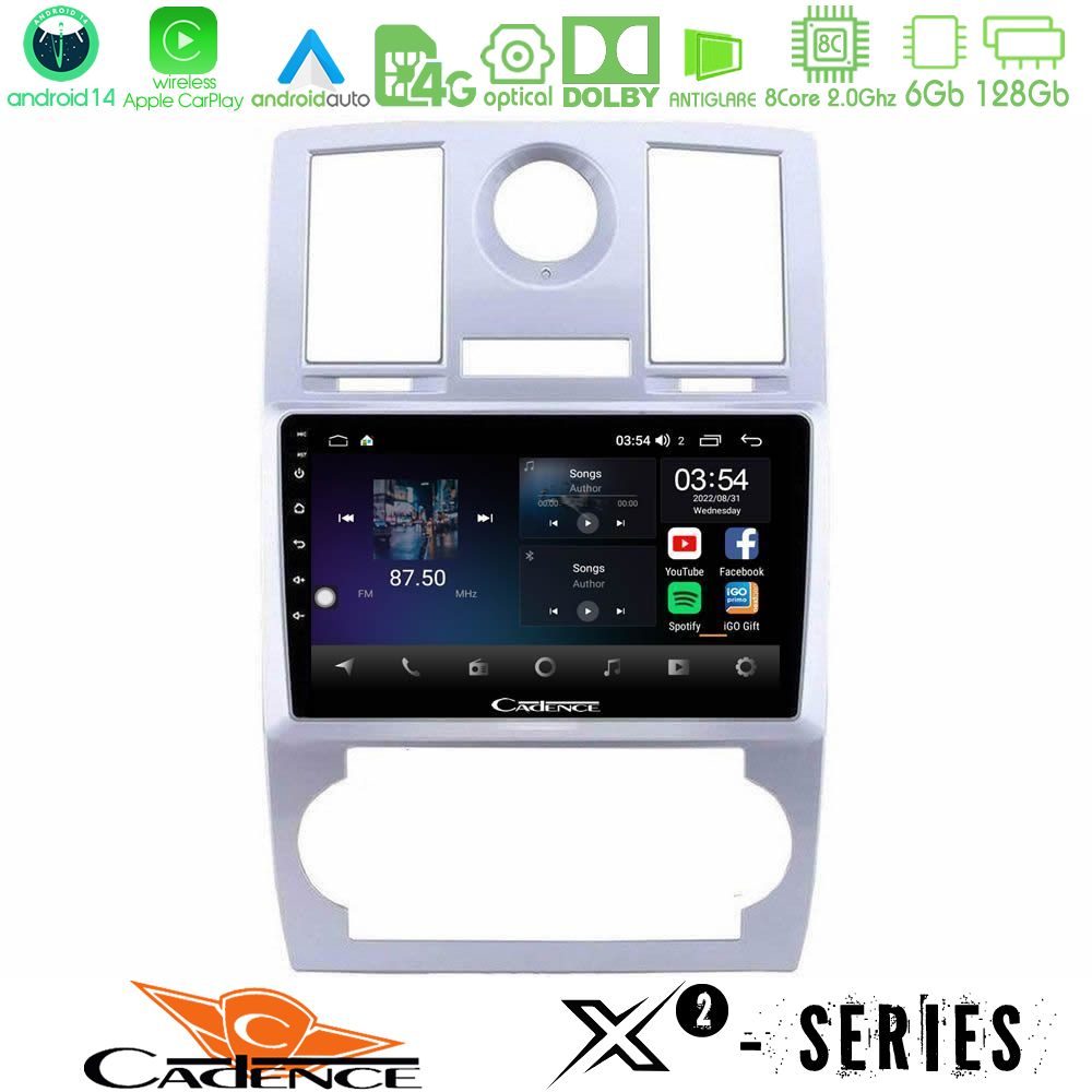 Cadence X2 Series 8Core Android14 6+128GB Chrysler 300C Navigation Multimedia Tablet 9"