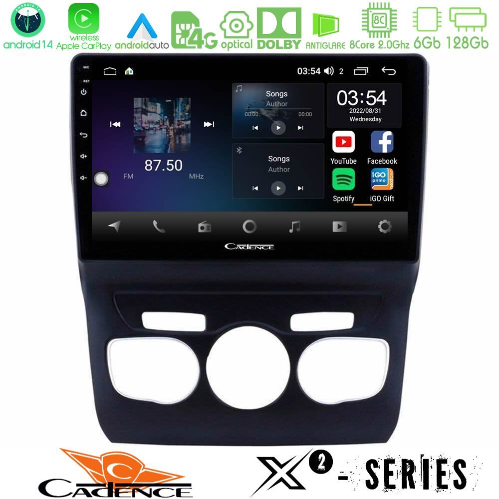 Cadence X2 Series 8Core Android14 6+128GB Citroen C4L Navigation Multimedia Tablet 10"