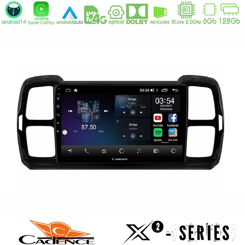 Cadence X2 Series 8Core Android14 6+128GB Citroen DS5 Aircross 2017-2021 Navigation Multimedia Tablet 9"