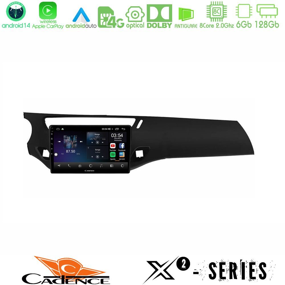 Cadence X2 Series 8Core Android14 6+128GB Citroen C3 2009-2016 Navigation Multimedia Tablet 9" (Μαύρο γυαλιστερό)