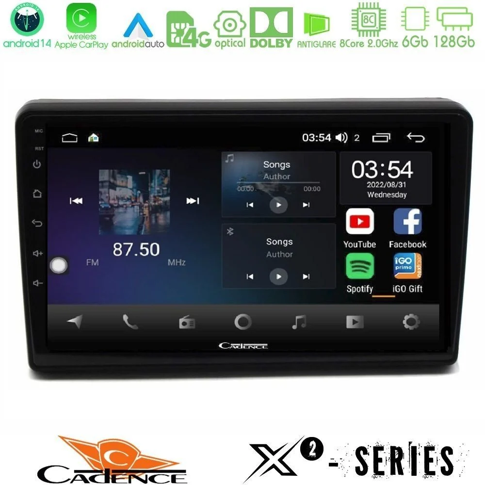 Cadence X2 Series 8Core Android14 6+128GB Citroen C5 2008-2019 Navigation Multimedia Tablet 10"