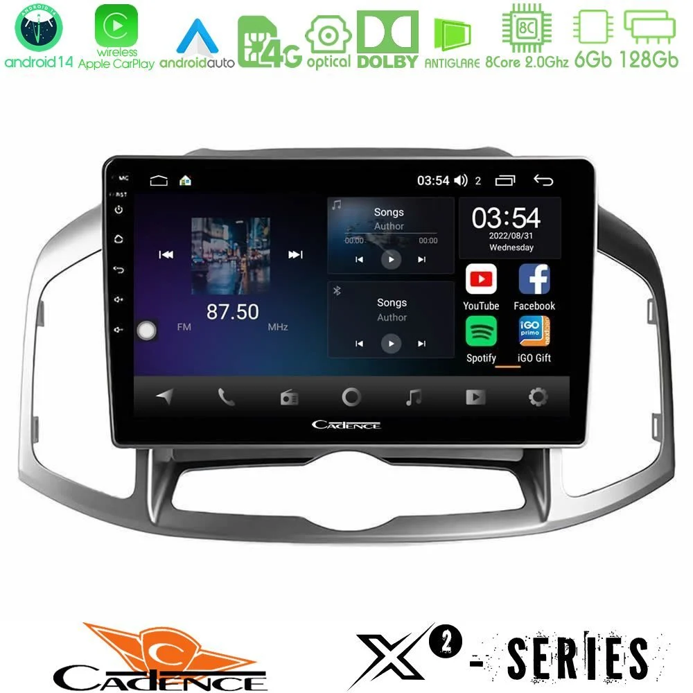 Cadence X2 Series 8Core Android14 6+128GB  Chevrolet Captiva 2012-2016 Navigation Multimedia Tablet 9"
